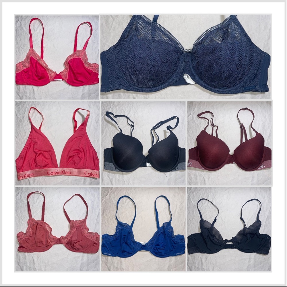 Lot of 8 Pre-Loved Calvin Klein 36b/Medium Bras/Bralette